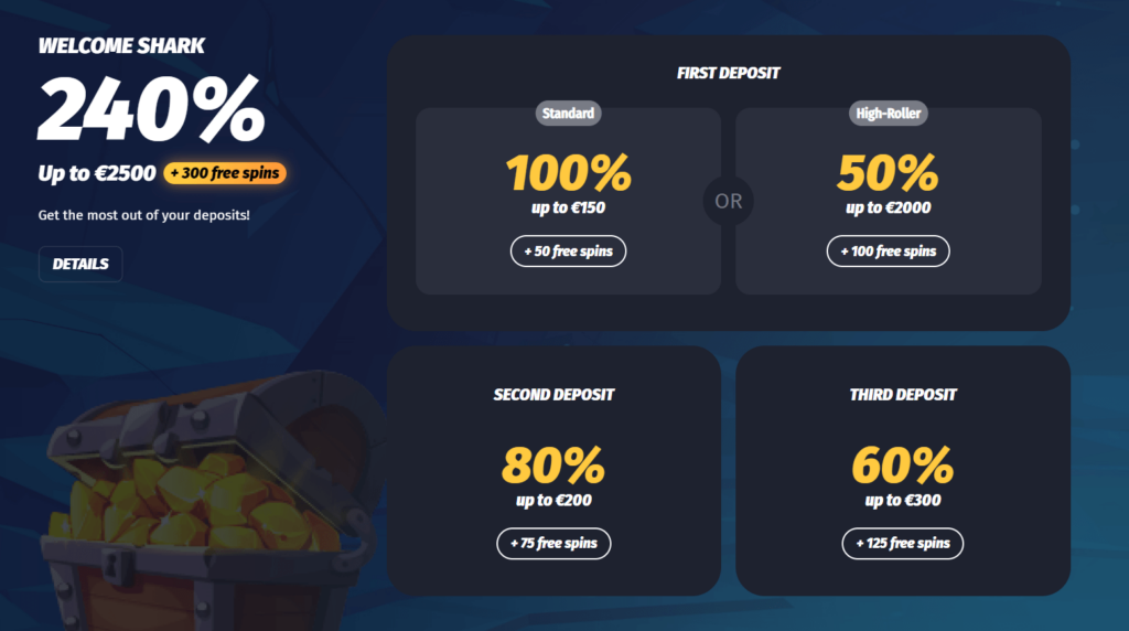 Tervitusboonus 50% kuni 2000€ ja 300 tasuta keerutust