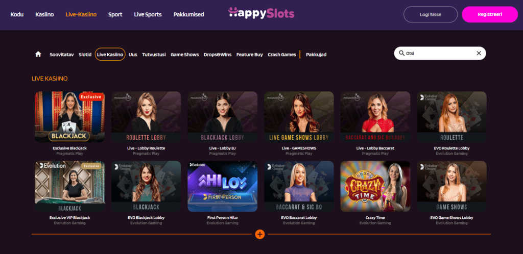 HappySlots Live kasiino