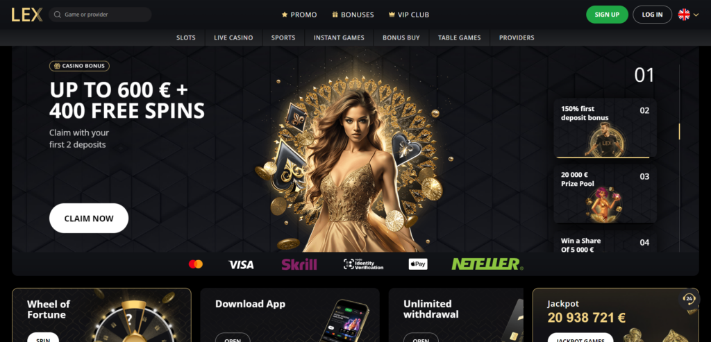 Lex Casino Домашняя страница